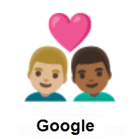 Couple with Heart: Man, Man: Medium-Light Skin Tone, Medium-Dark Skin Tone on Google Android