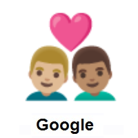 Couple with Heart: Man, Man: Medium-Light Skin Tone, Medium Skin Tone on Google Android