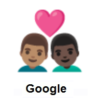 Couple with Heart: Man, Man: Medium Skin Tone, Dark Skin Tone on Google Android