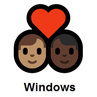 Couple with Heart: Man, Man: Medium Skin Tone, Dark Skin Tone on Microsoft Windows