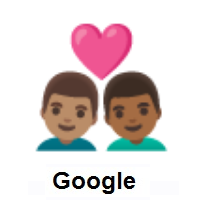 Couple with Heart: Man, Man: Medium Skin Tone, Medium-Dark Skin Tone on Google Android