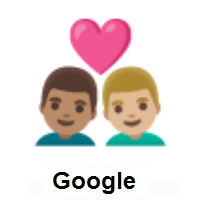 Couple with Heart: Man, Man: Medium Skin Tone, Medium-Light Skin Tone on Google Android