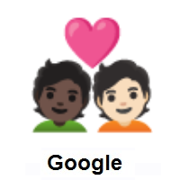 Couple with Heart: Person, Person: Dark Skin Tone, Light Skin Tone on Google Android