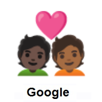 Couple with Heart: Person, Person: Dark Skin Tone, Medium-Dark Skin Tone on Google Android