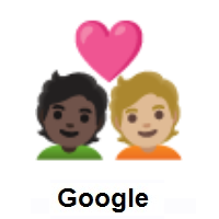 Couple with Heart: Person, Person: Dark Skin Tone, Medium-Light Skin Tone on Google Android