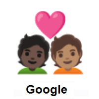 Couple with Heart: Person, Person: Dark Skin Tone, Medium Skin Tone on Google Android