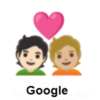 Couple with Heart: Person, Person: Light Skin Tone, Medium-Light Skin Tone on Google Android