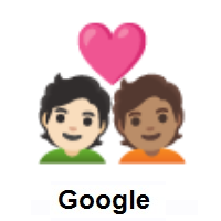 Couple with Heart: Person, Person: Light Skin Tone, Medium Skin Tone on Google Android