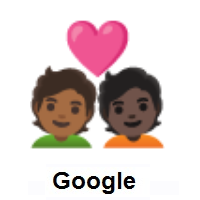Couple with Heart: Person, Person: Medium-Dark Skin Tone, Dark Skin Tone on Google Android