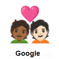 Couple with Heart: Person, Person: Medium-Dark Skin Tone, Light Skin Tone on Google Android