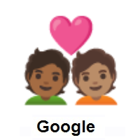 Couple with Heart: Person, Person: Medium-Dark Skin Tone, Medium Skin Tone on Google Android