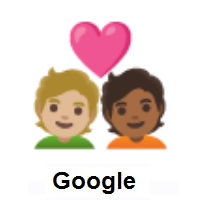 Couple with Heart: Person, Person: Medium-Light Skin Tone, Medium-Dark Skin Tone on Google Android