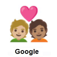 Couple with Heart: Person, Person: Medium-Light Skin Tone, Medium Skin Tone on Google Android