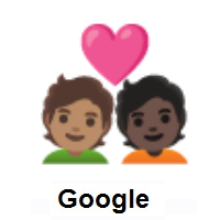 Couple with Heart: Person, Person: Medium Skin Tone, Dark Skin Tone on Google Android