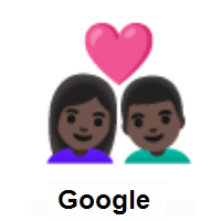 Couple with Heart: Woman, Man: Dark Skin Tone on Google Android