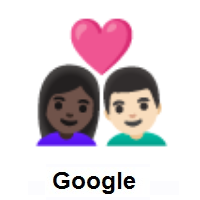 Couple with Heart: Woman, Man: Dark Skin Tone, Light Skin Tone on Google Android