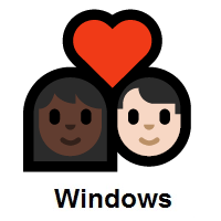 Couple with Heart: Woman, Man: Dark Skin Tone, Light Skin Tone on Microsoft Windows