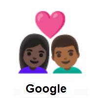 Couple with Heart: Woman, Man: Dark Skin Tone, Medium-Dark Skin Tone on Google Android