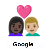 Couple with Heart: Woman, Man: Dark Skin Tone, Medium-Light Skin Tone on Google Android
