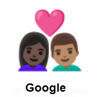 Couple with Heart: Woman, Man: Dark Skin Tone, Medium Skin Tone on Google Android