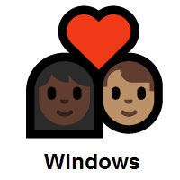 Couple with Heart: Woman, Man: Dark Skin Tone, Medium Skin Tone on Microsoft Windows