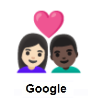 Couple with Heart: Woman, Man: Light Skin Tone, Dark Skin Tone on Google Android
