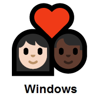 Couple with Heart: Woman, Man: Light Skin Tone, Dark Skin Tone on Microsoft Windows