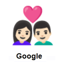 Couple with Heart: Woman, Man: Light Skin Tone on Google Android