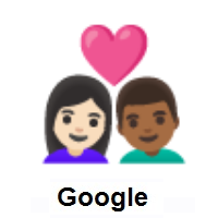 Couple with Heart: Woman, Man: Light Skin Tone, Medium-Dark Skin Tone on Google Android