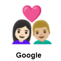 Couple with Heart: Woman, Man: Light Skin Tone, Medium-Light Skin Tone on Google Android