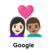 Couple with Heart: Woman, Man: Light Skin Tone, Medium Skin Tone on Google Android