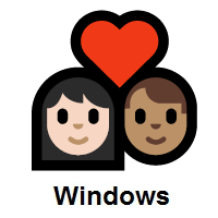 Couple with Heart: Woman, Man: Light Skin Tone, Medium Skin Tone on Microsoft Windows