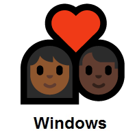 Couple with Heart: Woman, Man: Medium-Dark Skin Tone, Dark Skin Tone on Microsoft Windows