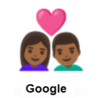 Couple with Heart: Woman, Man: Medium-Dark Skin Tone on Google Android