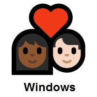 Couple with Heart: Woman, Man: Medium-Dark Skin Tone, Light Skin Tone on Microsoft Windows