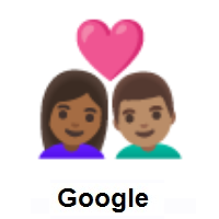 Couple with Heart: Woman, Man: Medium-Dark Skin Tone, Medium Skin Tone on Google Android