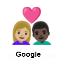 Couple with Heart: Woman, Man: Medium-Light Skin Tone, Dark Skin Tone on Google Android