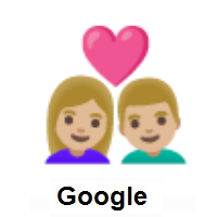 Couple with Heart: Woman, Man: Medium-Light Skin Tone on Google Android