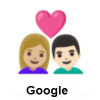 Couple with Heart: Woman, Man: Medium-Light Skin Tone, Light Skin Tone on Google Android