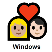 Couple with Heart: Woman, Man: Medium-Light Skin Tone, Light Skin Tone on Microsoft Windows