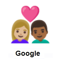 Couple with Heart: Woman, Man: Medium-Light Skin Tone, Medium-Dark Skin Tone on Google Android