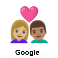 Couple with Heart: Woman, Man: Medium-Light Skin Tone, Medium Skin Tone on Google Android