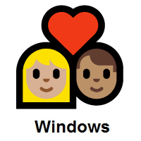 Couple with Heart: Woman, Man: Medium-Light Skin Tone, Medium Skin Tone on Microsoft Windows