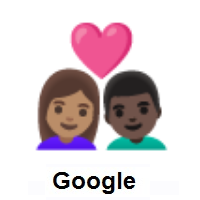Couple with Heart: Woman, Man: Medium Skin Tone, Dark Skin Tone on Google Android