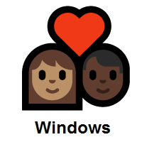 Couple with Heart: Woman, Man: Medium Skin Tone, Dark Skin Tone on Microsoft Windows