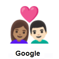 Couple with Heart: Woman, Man: Medium Skin Tone, Light Skin Tone on Google Android