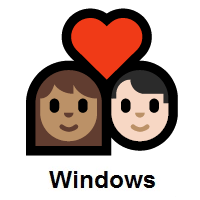 Couple with Heart: Woman, Man: Medium Skin Tone, Light Skin Tone on Microsoft Windows