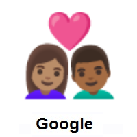 Couple with Heart: Woman, Man: Medium Skin Tone, Medium-Dark Skin Tone on Google Android