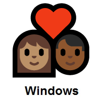 Couple with Heart: Woman, Man: Medium Skin Tone, Medium-Dark Skin Tone on Microsoft Windows