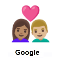 Couple with Heart: Woman, Man: Medium Skin Tone, Medium-Light Skin Tone on Google Android